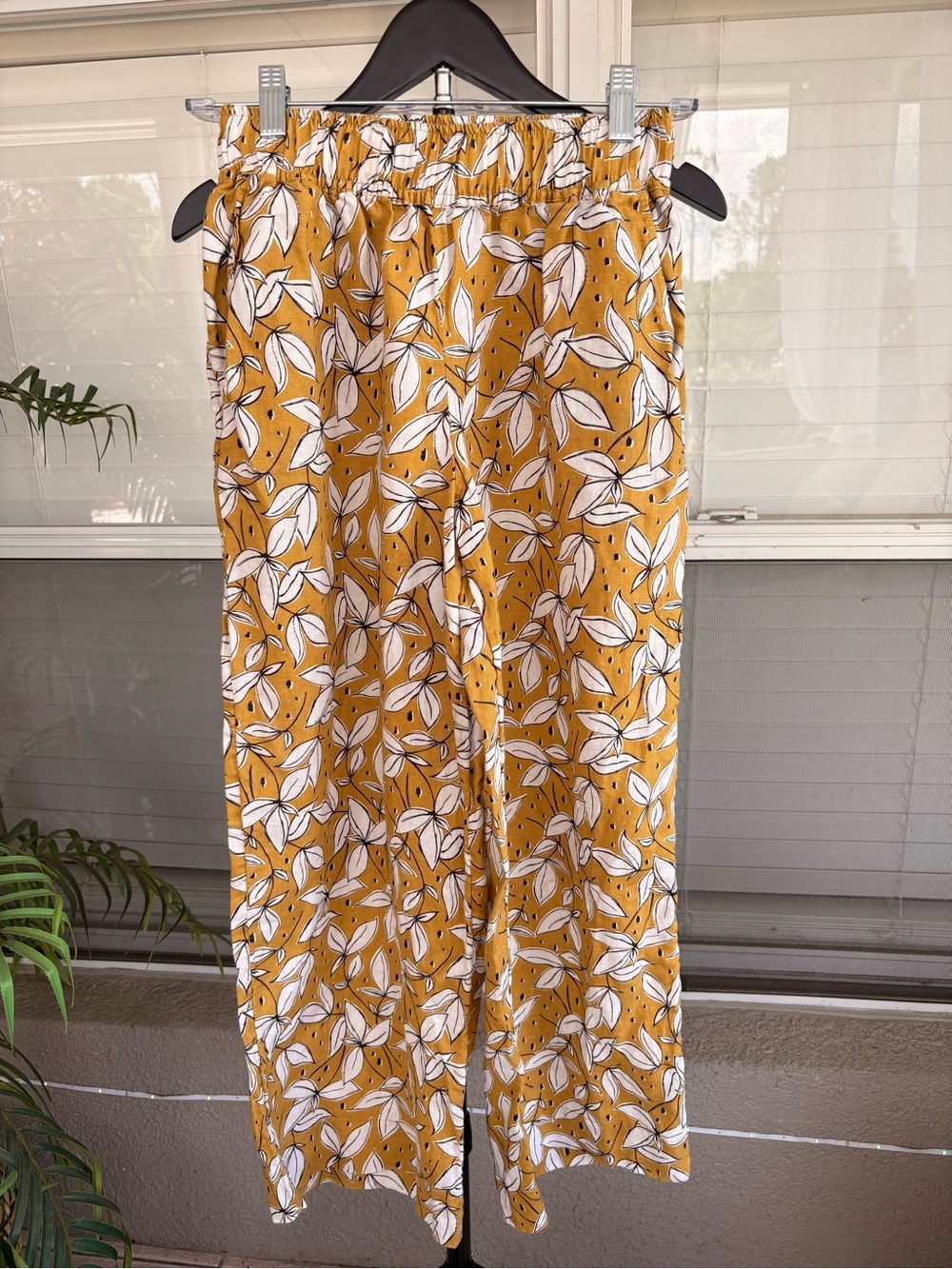 Rachel Zoe Mustard Floral Wide-Leg Pants